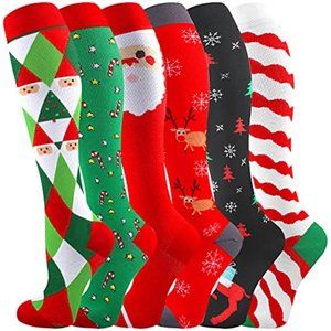 Christmas Compression Socks 6 Pair Durable Comfortable Breathable Compression
